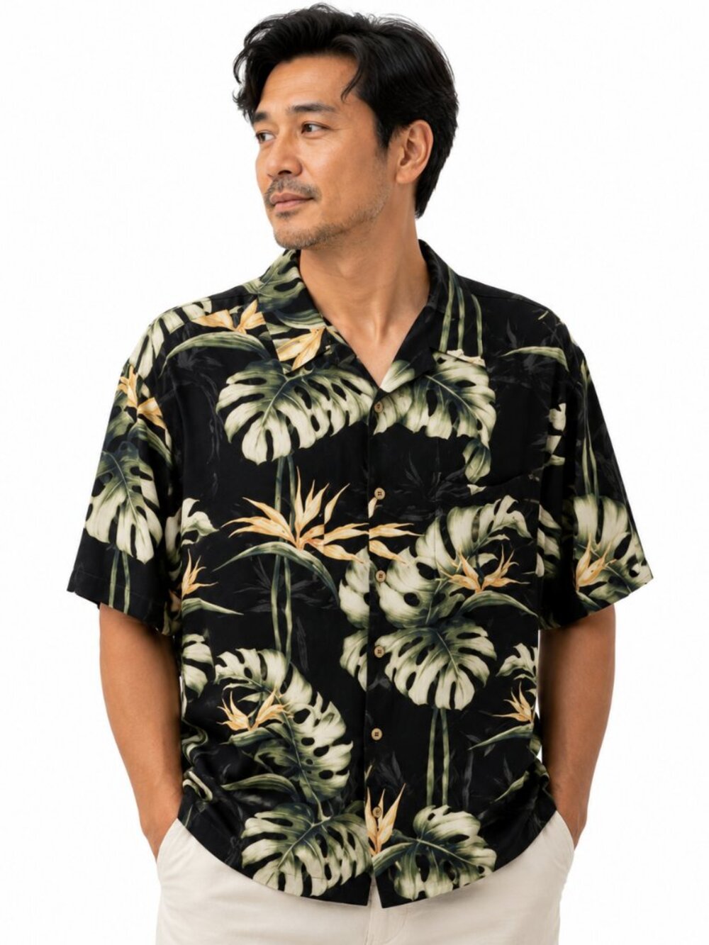 Caribbean Men’s XL Hawaiian Shirt Silk Rayon Blend Tropical Button Up